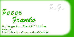 peter franko business card